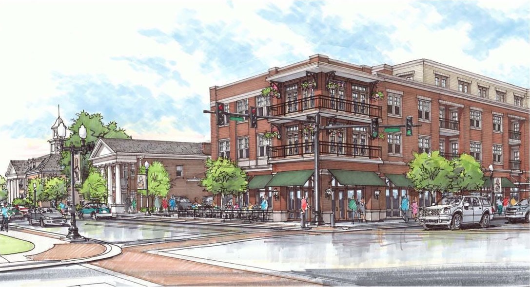 Renderings of The Harpeth Hotel, a Curio by Hilton property on historic Main Street in downtown Franklin, Tennessee. (Photo courtesy Visit Franklin)
