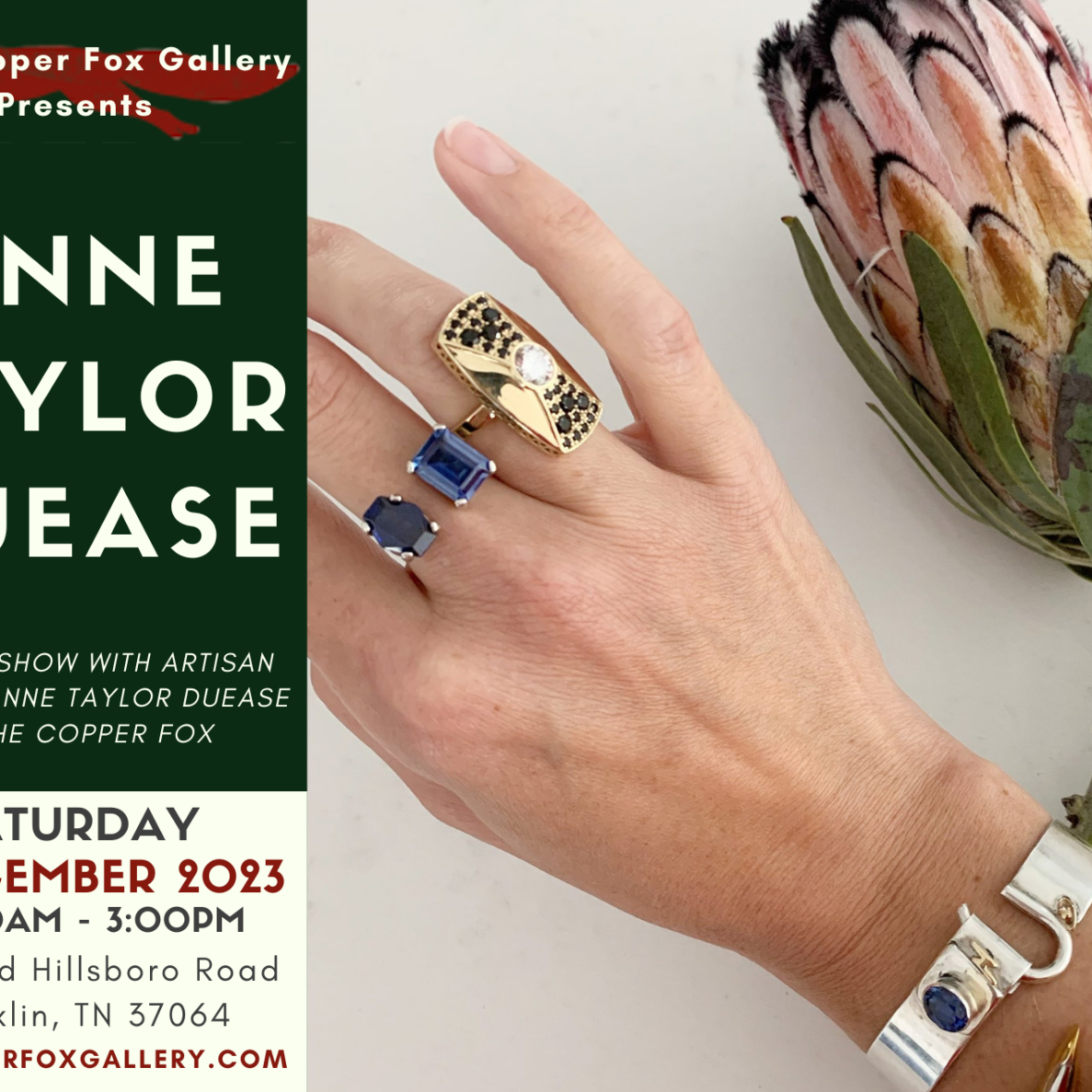 The Copper Fox Trunk show with jeweler Anne Taylor Duease. December 2nd, 11-3
