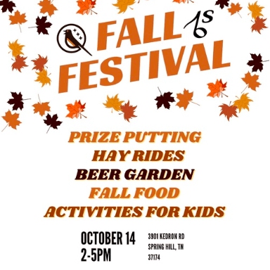 Fall Festival, October 14th 2-5pm